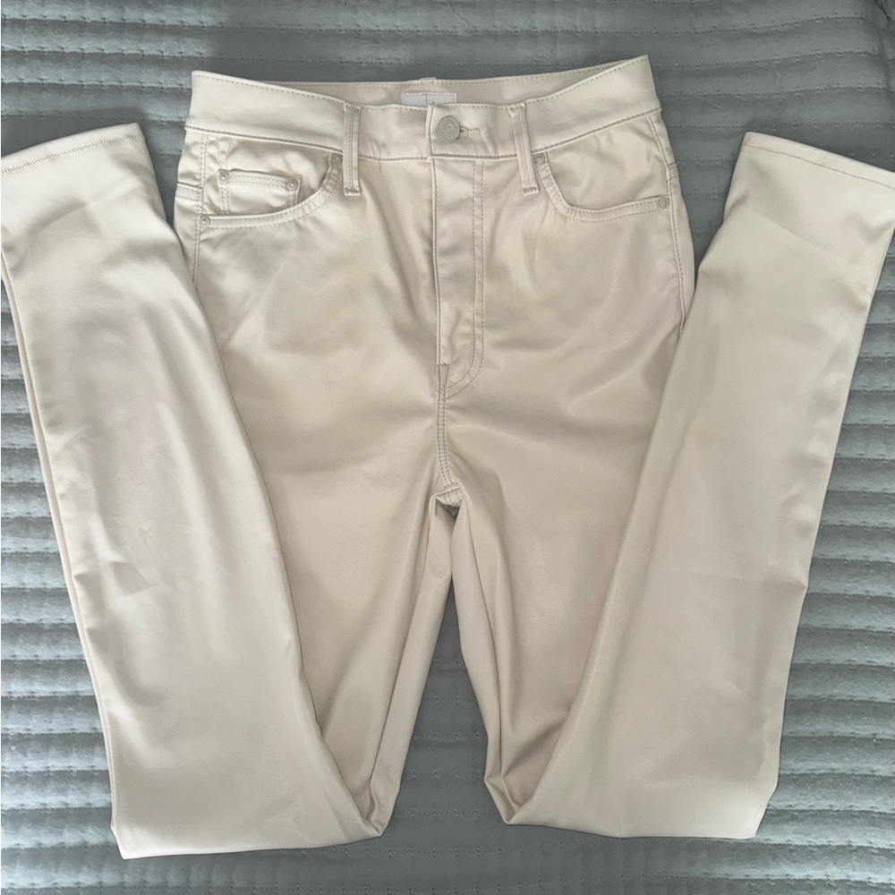 MOTHER Cream Faux leather Jeans Size 27 Super Swooner
